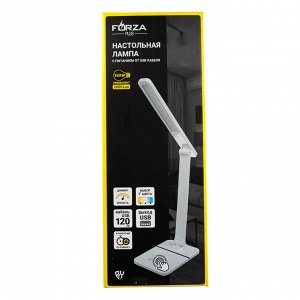 FORZA Лампа настольная, 30LED, питание USB, кабель 1.2М, 2000Lux, белая, пластик