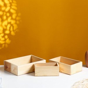 Набор кашпо для цветов «Классик», 30x21x8.5 см, деревянный, 3 шт.