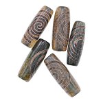 BDZS-033-10 Тибетская бусина Дзи Чакра, нат.агат, 1 шт., ~30х10мм