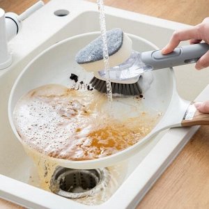 Щетка двухсторонняя для мытья посуды с емкостью Dish Wand Scrub Brush