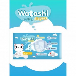Подгузники одноразовые WATASHI для детей 3/М 4-9 кг 52шт