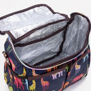 Термосумка-рюкзак на молнии, 5 наружных карманов, цвет синий