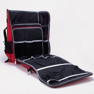 Термосумка-рюкзак на молнии 48 л, 3 наружных кармана, цвет красный