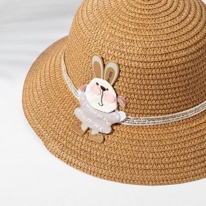 Шляпа для девочки MINAKU "Зайка", цвет коричневый, р-р 52