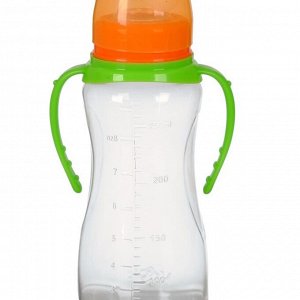 Бутылочка для кормления детская приталенная, с ручками, 250 мл, от 0 мес., цвет зелёный