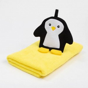 Набор для купания «Пингвинчик» полотенце 70*130 см с мочалкой