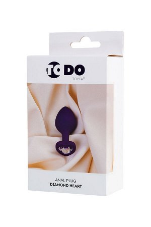Анальная втулка ToDo by Toyfa Diamond Heart, силикон, фиолетовый, 8 см, ? 3,5 см