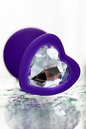 Анальная втулка ToDo by Toyfa Diamond Heart, силикон, фиолетовый, 8 см, ? 3,5 см