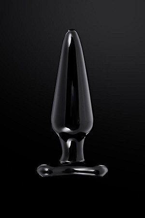 Анальная втулка Sexus Glass, стекло, черная, 11 см,  4 см