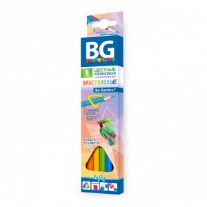 Карандаши цветные BG "Infly", 06цв., трехгран., пластиковые, 2.7мм, европодвес
