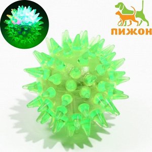 Мяч светящийся мини для кошек, TPR, 3,5 см, зелёный