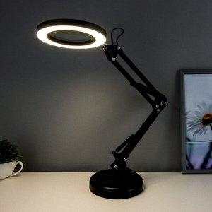 Настольная лампа с лупой "Профи" LED 8Вт USB 2700-6000К черный16х16х52см