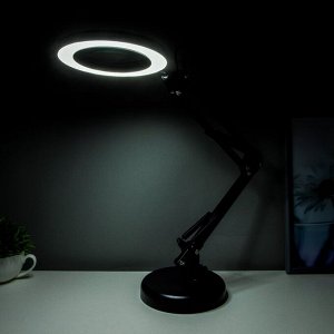 Настольная лампа с лупой "Профи" LED 8Вт USB 2700-6000К черный16х16х52см