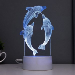 Светильник сенсорный «Дельфины» LED 7 цветов USB/от батареек белый RISALUX
