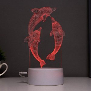 Светильник сенсорный «Дельфины» LED 7 цветов USB/от батареек белый RISALUX