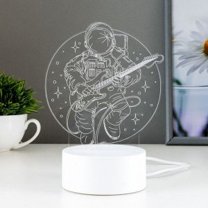 Светильник сенсорный "Космонавт с гитарой" LED 7 USB/от батареек белый 13х18,5х9,5см