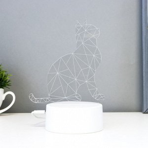 Светильник сенсорный «Кот сидя» LED 7 цветов USB/от батареек белый