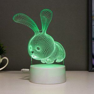 Светильник сенсорный "Кролик" LED 7 цветов USB/от батареек белый