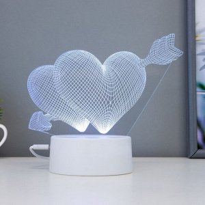 Светильник сенсорный "Сердца" LED 7 цветов USB/от батареек белый