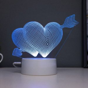 Светильник сенсорный "Сердца" LED 7 цветов USB/от батареек белый