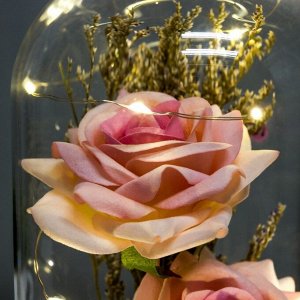 Фигурка светящаяся колба RISALUX «Три розы», LED-ночник, 3xAAA, 12x12x28.5 см