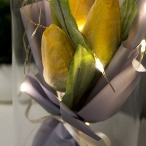 Ночник "Тюльпаны" LED от батареек 3хLR1130 желтый 9,5х9,5х20 см