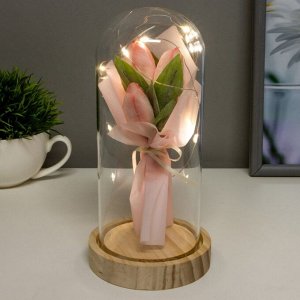 Ночник "Тюльпаны" LED от батареек 3хLR1130 розовый 9,5х9,5х20 см