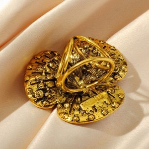 Кольцо для платка "Кувшинка", цвет коричневый в чернёном золоте