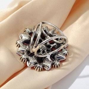 Кольцо для платка "Цветок" майорка, цветное в чернёном серебре