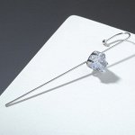 Серьга &quot;Каффа&quot; кристалл сердце, цвет белый в серебре