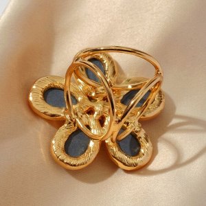 Кольцо для платка "Цветок" гранёный, цвет бело-золотой в золоте