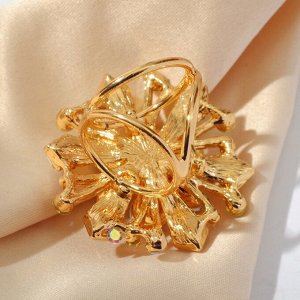 Кольцо для платка "Цветок" фейерверк, цвет радужно-белый в золоте