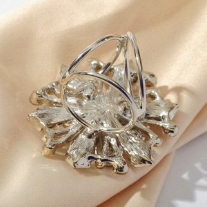 Кольцо для платка "Цветок" фейерверк, цвет радужно-белый в серебре