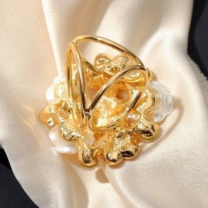 Кольцо для платка "Букет", цвет персиково-белый в золоте