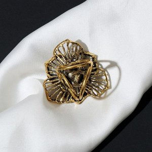 Кольцо для платка "Цветок" двухслойный, цвет коричневый в чернёном золоте