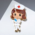 Брошь &quot;Медсестричка&quot; с журналом, цветная в золоте