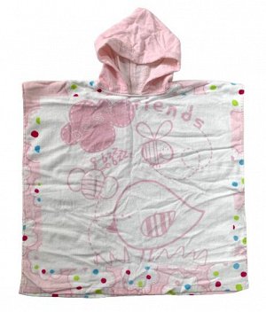 Полотенце Полотенце детская накидка с розовым капюшоном  №7329