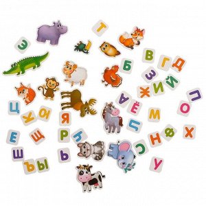 Магнитная книжка-игрушка «Учим буквы», с мешочком, 8 стр.