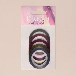 Queen fair Ленты клеевые для декора «DREAM», с блёстками, 5 шт, 1 мм, разноцветные