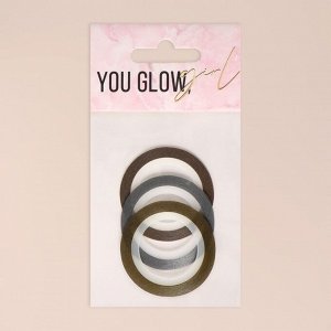 Ленты клеевые для декора «YOU GLOW», с блёстками, 3 шт, 1 мм, 18 м, цвет серебристый/золотистый/бронзовый