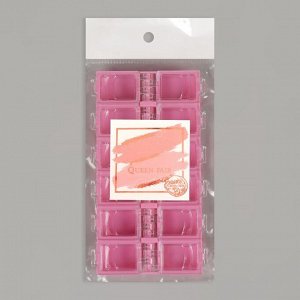 Контейнер для декора, 12 ячеек, 13,2 * 7,5 * 1,4 см, цвет прозрачный/розовый