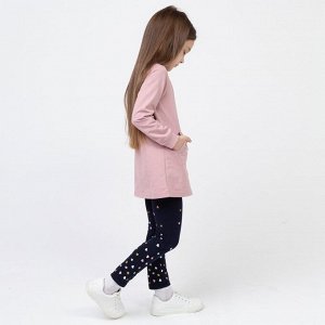 Комплект для девочки (туника, брюки) Джунгли, цвет розовый/чёрный, рост 104 см