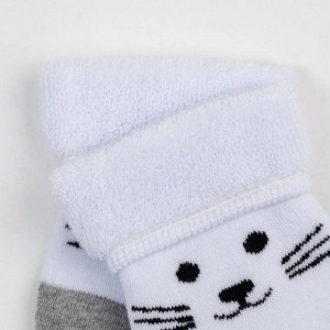 Носки детские махровые, цвет белый, размер 12-14