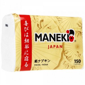 Салфетки бумажные "Maneki" KABI, 2 слоя, белые, 150 шт./упаковка