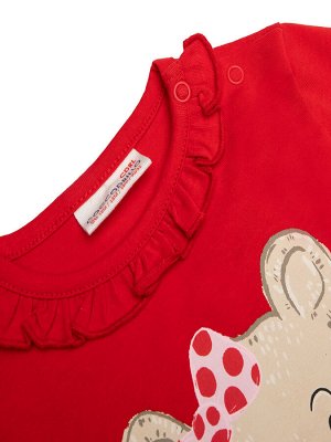 Лонгслив Яркий красный лонгслив, украшенный медвежонком - стильный, модный и практичный предмет гардероба маленькой леди. Мягкая, приятная на ощупь футболка с длинным рукавом может стать любимым предм