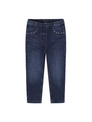 Брюки Зауженные джинсы для девочки классического синего цвета подходят для ежедневного ношения как в школу, так и на прогулку с друзьями. Джинсы для подростка выполнены из плотного, хлопкового денима 