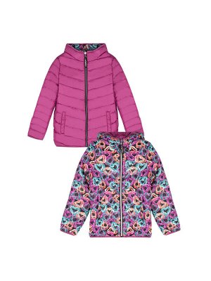 Куртка Двусторонняя демисезонная куртка для девочки. Куртка непродуваемая и непромокаемая (плотность утеплителя 200г/м2). Легкий пуховик подходит на погоду от +5 градусов. Несъемный капюшон детской ку