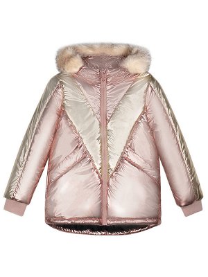 Куртка Зимняя стеганная куртка для девочки в стиле колор-блок. Детский пуховик на молнии с защитой от прищемления. Утеплитель - 300гр/м2. Зимнее пальто непродуваемое и непромокаемое с удлиненной спинк