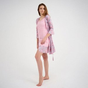 Комплект женский (халат, сорочка) Белла, цвет светло-розовый, размер 42