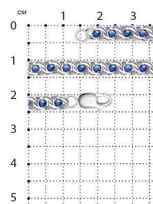 Браслет 4.06 гр. 925 пробы
из серебра с синими фианитами родированный - Бисмарк